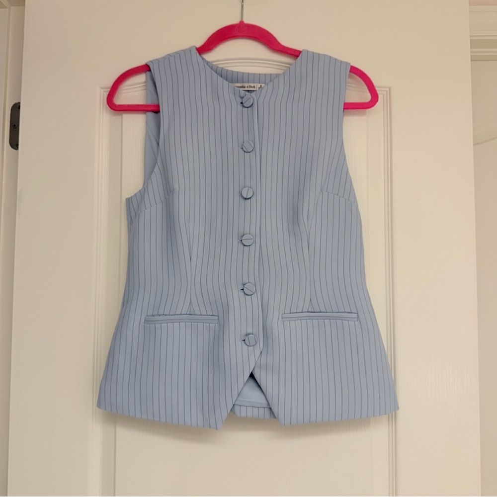 Abercrombie & Fitch Blue Striped Vest Shirt, Size S